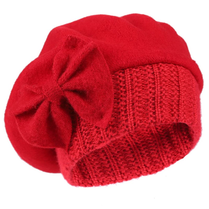 Ruphedy Womens Wool Berets French Beret Beanie Winter Hats Hy022 (Red) - Image 5